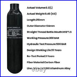 TUXING 4500Psi Pcp 0.3L 18Cu Carbon Fiber Tank with Valve Output Pressure1800psi