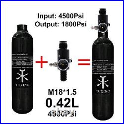 TUXING 4500Psi Pcp 0.42L Carbon Fiber Tank with Valve Output Pressure1800psi-M18