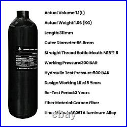 TUXING 4500Psi Pcp 1.1L/67Cu Carbon Fiber HPA Tank with Valvefor Air Gun M181.5