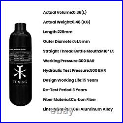 TUXING 4500Psi Pcp Air Tank 0.36L High Pressure Carbon Fiber Scuba Tank M181.5 TUXING 4500Psi Pcp Air Tank 0.36L High Pressure Carbon Fiber Scuba Tank M181.5