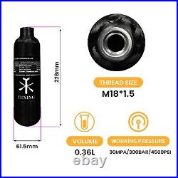 TUXING 4500Psi Pcp Air Tank 0.36L High Pressure Carbon Fiber Scuba Tank M181.5 TUXING 4500Psi Pcp Air Tank 0.36L High Pressure Carbon Fiber Scuba Tank M181.5