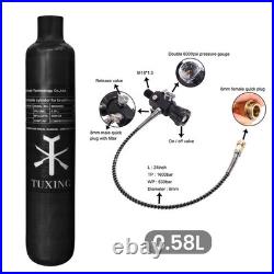 TUXING 4500Psi Pcp Air Tank 0.58L Carbon Fiber HPA Tank with dual gauge valve