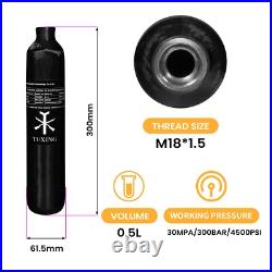 TUXING 4500Psi Pcp Air Tank 0.5L 31Cu Carbon Fiber HPA Tank with Valve for Rifle TUXING 4500Psi Pcp Air Tank 0.5L 31Cu Carbon Fiber HPA Tank with Valve for Rifle
