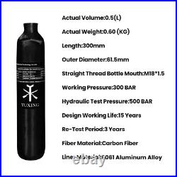 TUXING 4500Psi Pcp Air Tank 0.5L 31Cu Carbon Fiber HPA Tank with Valve for Rifle TUXING 4500Psi Pcp Air Tank 0.5L 31Cu Carbon Fiber HPA Tank with Valve for Rifle