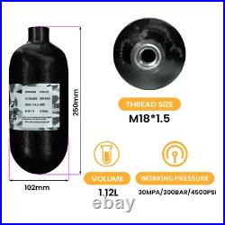 TUXING 4500Psi Pcp Tank 1.12L Carbon Fiber HPA Tank with Valve (Output1800psi) TUXING 4500Psi Pcp Tank 1.12L Carbon Fiber HPA Tank with Valve (Output1800psi)