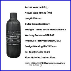 TUXING 4500psi PCP Air Tank 0.3L Carbon Fiber Paintball HPA Tank with Valve
