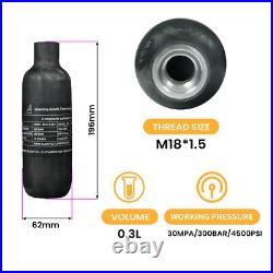 TUXING 4500psi PCP Air Tank 0.3L Carbon Fiber Paintball HPA Tank with Valve