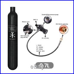 TUXING 4500psi PCP Air Tank, 0.7L Carbon Fiber HPA Tank with Dual Gauge Regulator