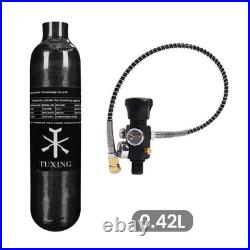 TUXING 4500psi PCP AirTank, 0.42L Carbon Fiber HPA Tank with Dual Gauge Regulator