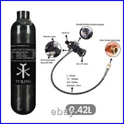 TUXING 4500psi PCP AirTank, 0.42L Carbon Fiber HPA Tank with Dual Gauge Regulator