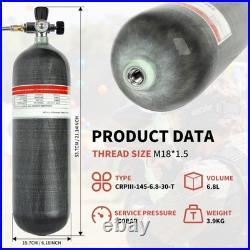 TUXING 6.8L PCP Air Cylinder 4500psi Carbon Fibre Air Tank- M18 Valve, 3 Choices