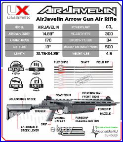 Umarex AirJavelin Arrow Gun Air Rifle w 9 Carbon Fiber Arrows w 2x90gr CO2 Tanks