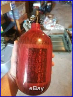 Used Ninja Carbon Fiber Paintball Tank 68/4500 Hydro Date 11/18 Translucent Red