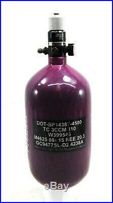 Used Ninja SuperLite Carbon Fiber Paintball Tank 77/4500 Hydro Date 08/15 Purple