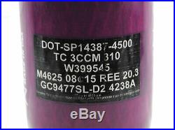 Used Ninja SuperLite Carbon Fiber Paintball Tank 77/4500 Hydro Date 08/15 Purple